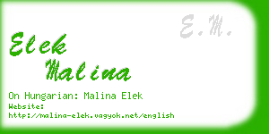 elek malina business card